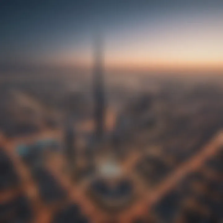 A panoramic view of Dubai with the Al Fardan Building in focus