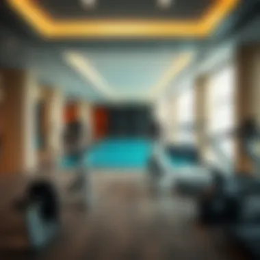 Amenities available at Al Manzil Tower including gym and pool