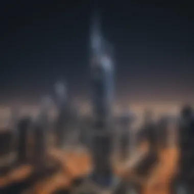 Al Waleed Tower Illuminating the Dubai Skyline at Night Night view of Al Waleed Tower illuminating the Dubai skyline