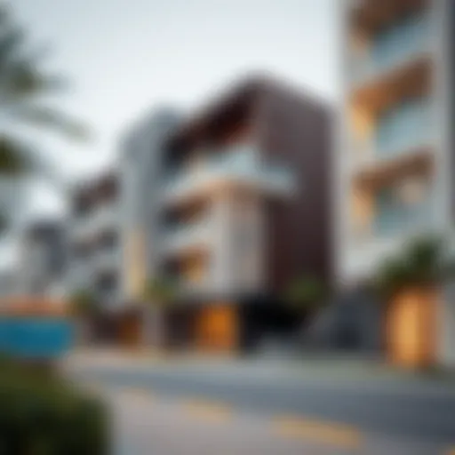 Modern apartment building in Al Quoz showcasing architectural diversity