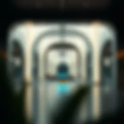 Architectural design of بني ياس Metro Station highlighting modernity