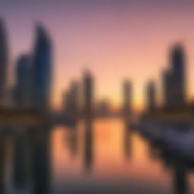 Vibrant sunset at Bayshore highlighting the skyline of Dubai