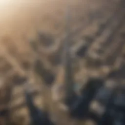 Aerial view showcasing the grandeur of Burj Al Nahda against the Dubai skyline.