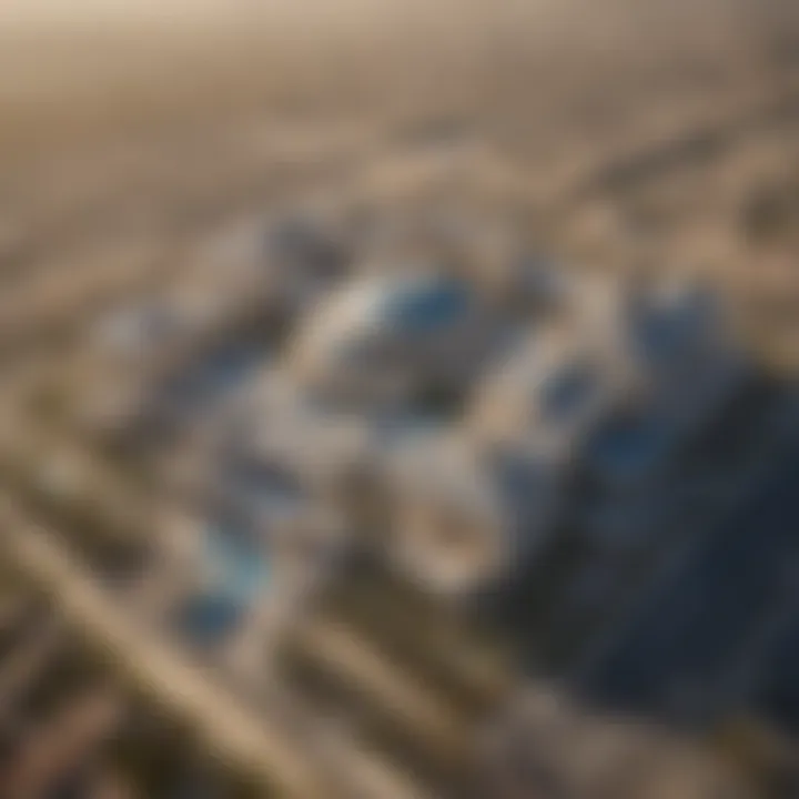 Aerial view of Caesars Palace Dubai showcasing its stunning architecture and surrounding landscape