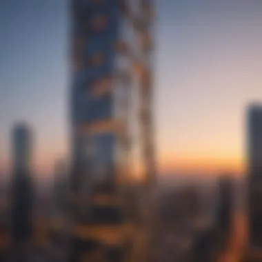 Architectural Beauty of Meera Tower Stunning view of Meera Tower at sunset showcasing its architectural beauty