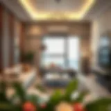 Elegant living room in a 1BHK apartment