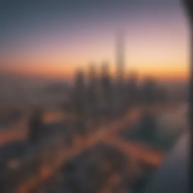 Stunning Dubai Skyline at Dusk Beautiful skyline view from a Dubai balcony