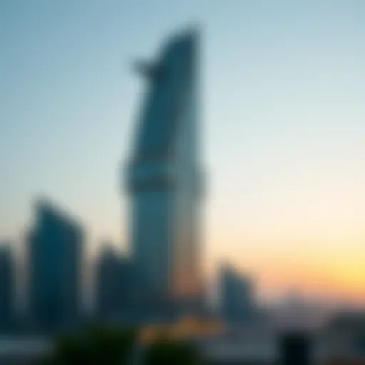 Stunning view of Al Fahad Tower I at sunset