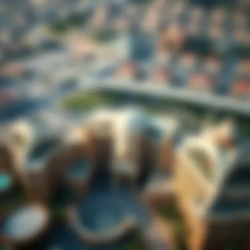 Aerial view of Al Khail Gate, showcasing its unique architecture