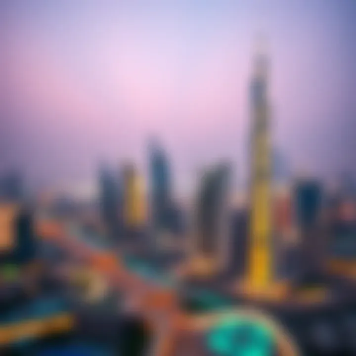 Panoramic skyline view of Dubai featuring Al Mansour Tower