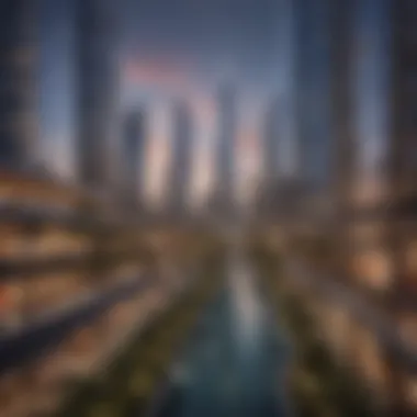 Dynamic Neighborhood Around World Trade Center Dubai Vibrant neighborhood surrounding the World Trade Center with dining and leisure options