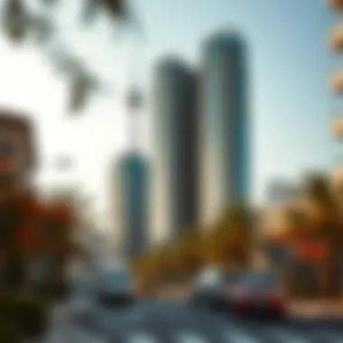 Vibrant neighborhood surrounding Bloom Towers in Dubai