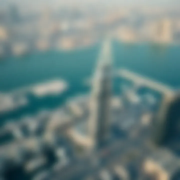 Aerial view of Burj Sabah amidst the bustling Dubai landscape