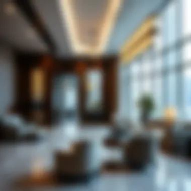 Interior design elements of Burj Sabah highlighting luxury lifestyle