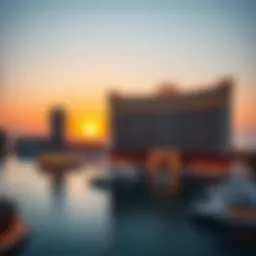 A stunning view of Caesars Palace Bluewaters at sunset