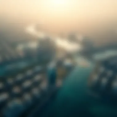 Strategic Location of دار روز مويلح in Dubai Aerial view highlighting the strategic location of دار روز مويلح