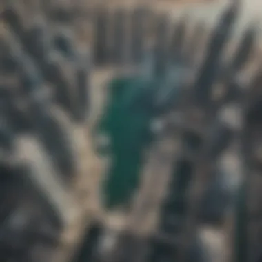Aerial View of Dubai Marina Aerial view of Dubai Marina, highlighting the intricate layout and waterfront attractions.