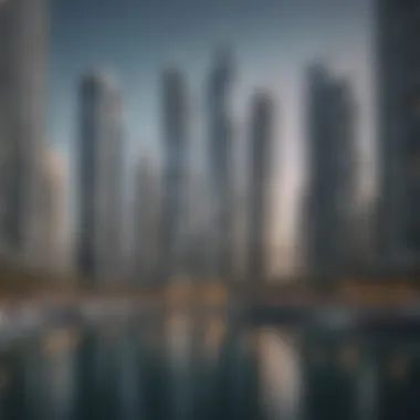 Modern Architecture of Dubai Marina Modern architectural designs of the Dubai Marina buildings, reflecting luxury and innovation.