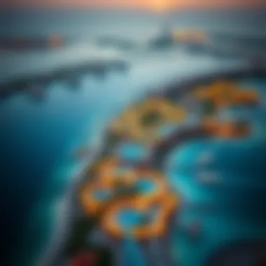 Aerial View of Rixos Dubai Islands A stunning aerial view of Rixos Dubai Islands showcasing luxury architecture