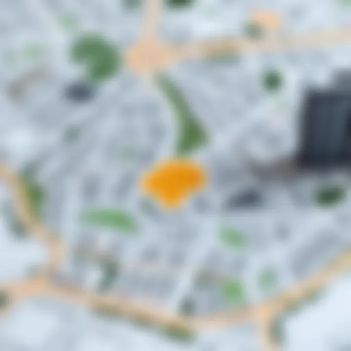 Map highlighting key neighborhoods in Al Barsha