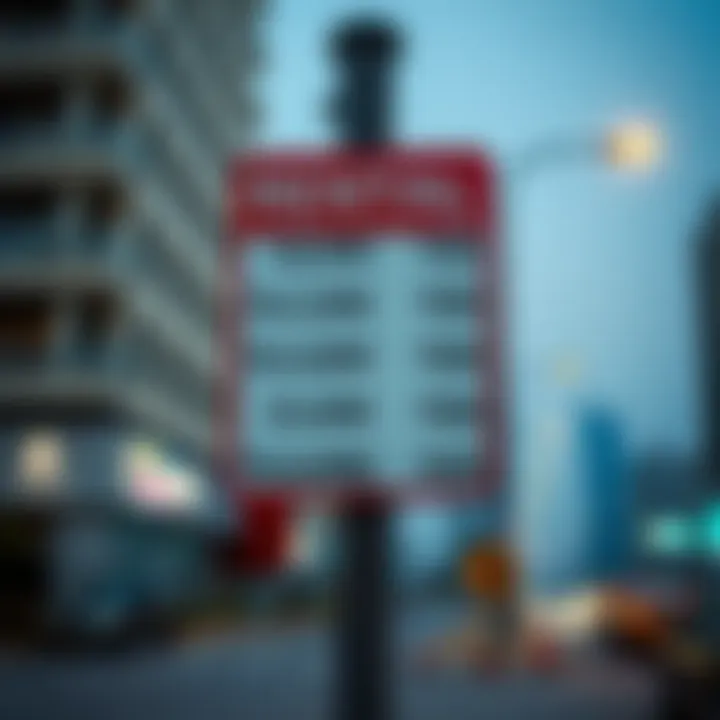 Signpost indicating rental prices in Al Barsha