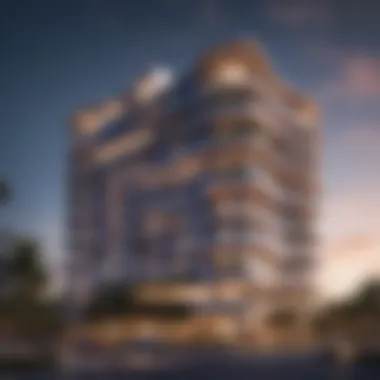 Stunning exterior view of SLS Residences The Palm showcasing its unique architecture