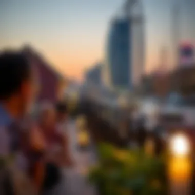 Residents enjoying the serene ambiance of Dubai Creek during twilight