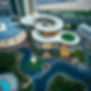 Aerial view showcasing the location of Golden Mile Galleria on Palm Jumeirah