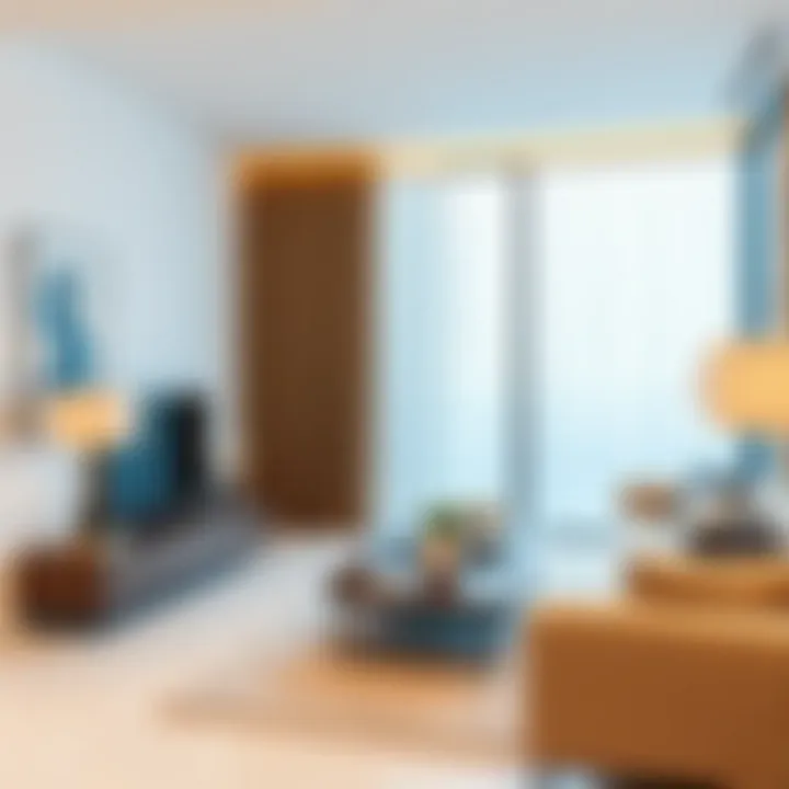 Interior view of a rental apartment within the Lama Building featuring contemporary decor