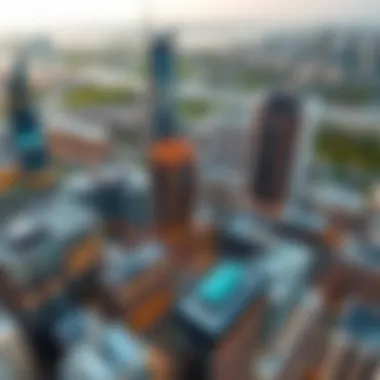 Aerial view showcasing the prime location of Majan One Residences