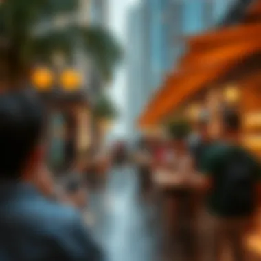 Vibrant community ambiance surrounding Marina Crown Tower in Dubai