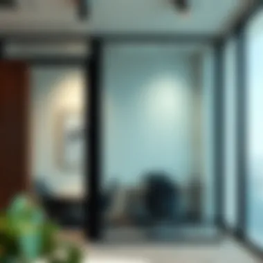 Innovative glass partition in a contemporary workspace