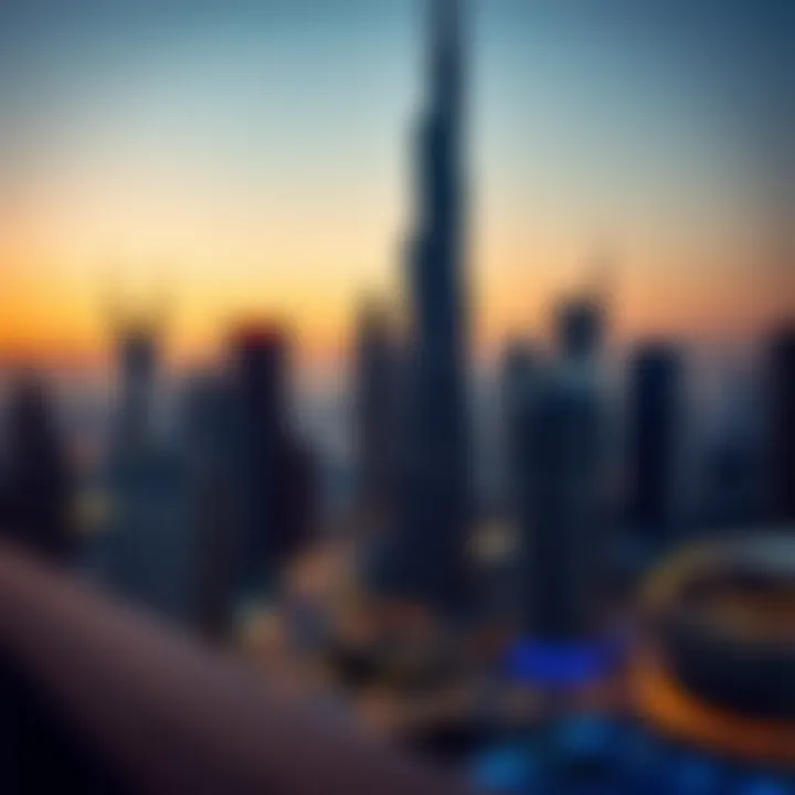 Vibrant Dubai skyline at dusk