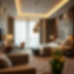 Luxurious hotel room showcasing modern amenities