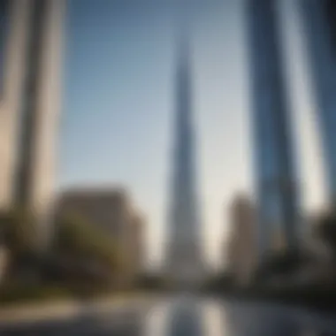 Ground Level Perspective of Burj Khalifa Stunning view of Burj Khalifa from the ground level