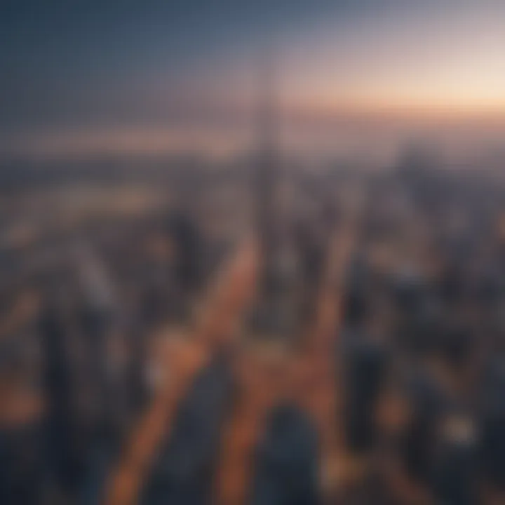 Panoramic cityscape view from the upper floors of Safeer Tower