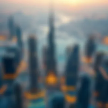 Iconic Skyscrapers of Dubai Aerial view of Dubai showcasing iconic skyscrapers