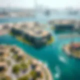 Aerial view of The Lagoons Phase One development showcasing its unique architecture