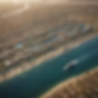 An aerial shot highlighting the strategic location of Yas Water's Edge near key attractions.