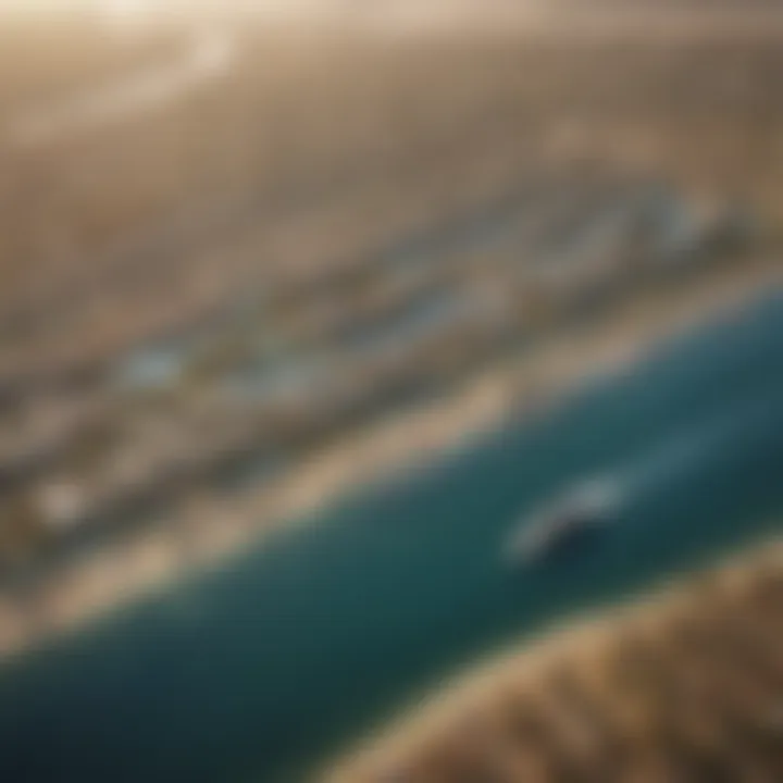 An aerial shot highlighting the strategic location of Yas Water's Edge near key attractions.